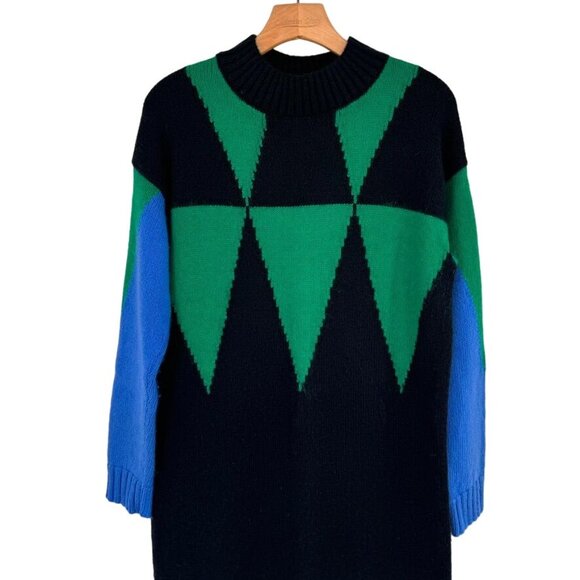 Etcetera Womens  Green Geometric Sweater Dress size large cotton blend - Picture 9 of 13